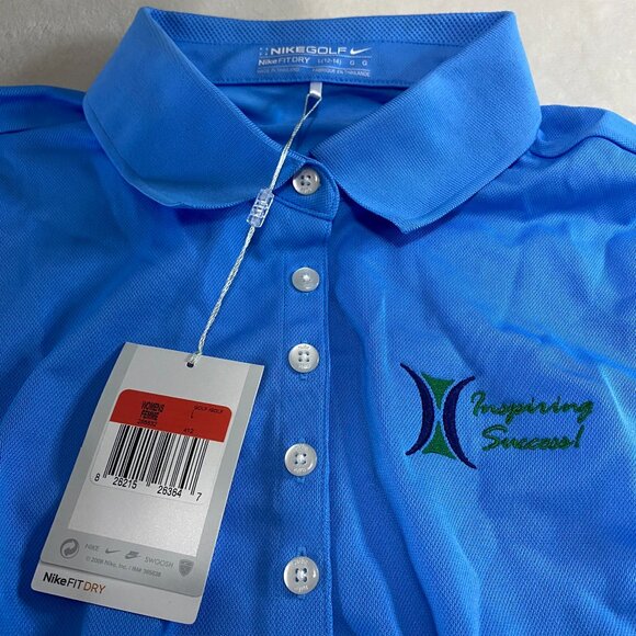 NWT Nike Baby Blue Golf Shirt Polo Dri Fit Short Sleeve Womens Large (12-14) - Picture 4 of 10
